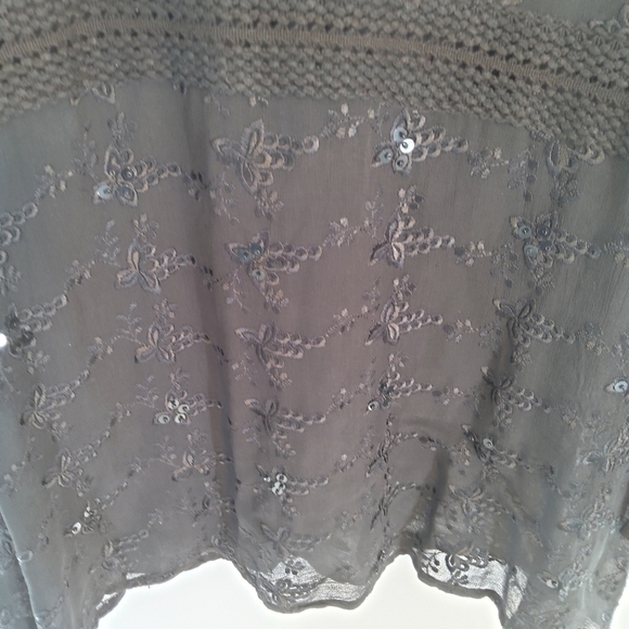 ULLA POPKEN EMBROIDERED SEQUINED SEMI SHEER BLOUSE 16/18 - Picture 7 of 9